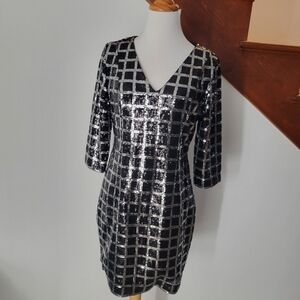 Black and Silver Cocktail Sequin Dress Size S